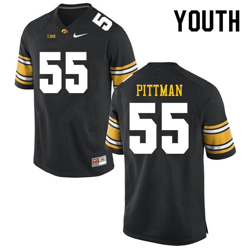 Youth #55 Jeremiah Pittman Iowa Hawkeyes College Football Jerseys Sale-Black - Click Image to Close